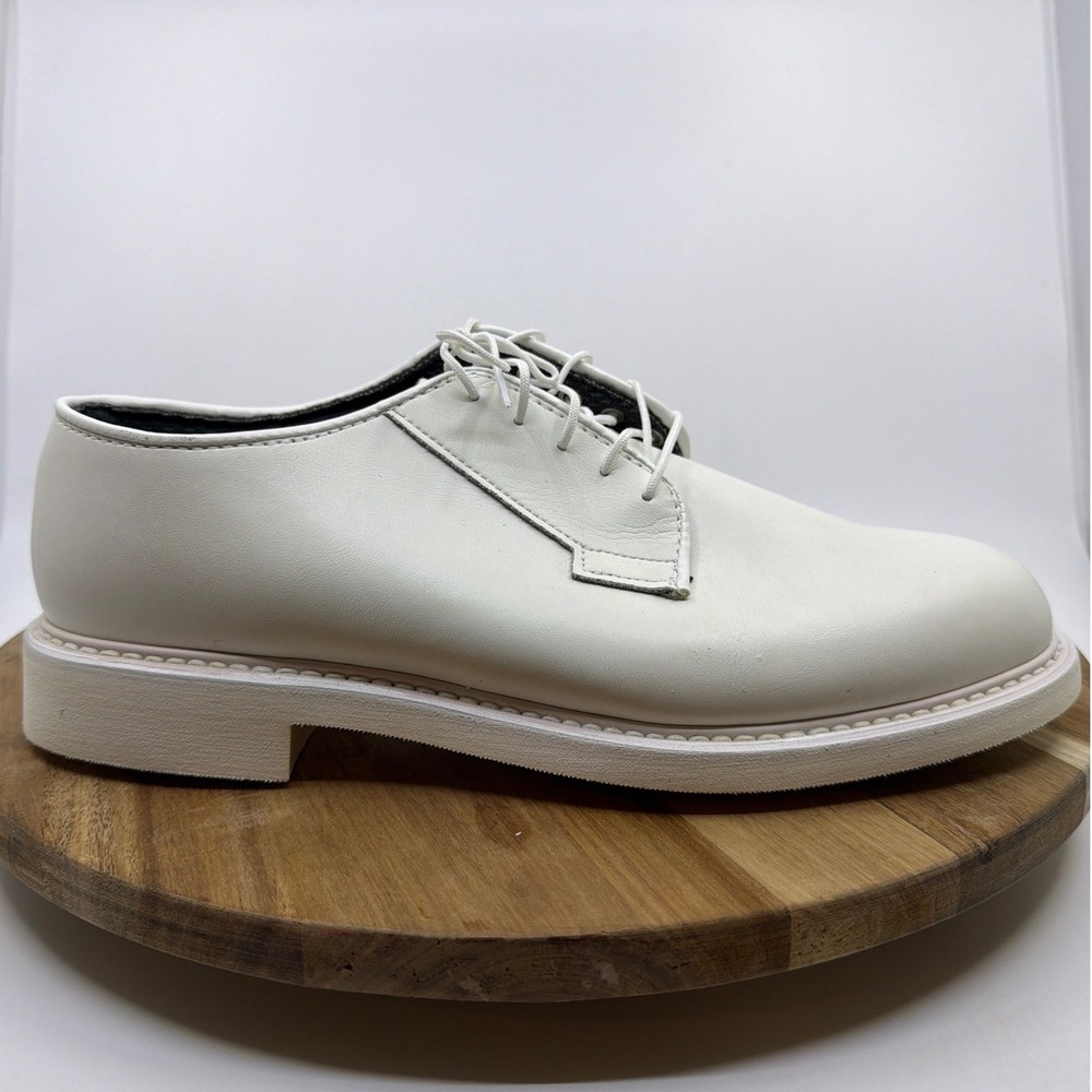 Bates Lites Leather Oxford Shoes Mens 8 D White Excellent Military Dress 00131